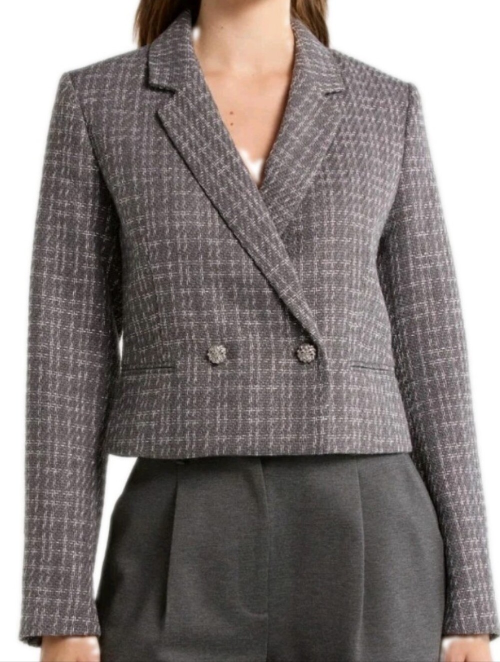 Rag & Bone Size 10 Elvy Crop Tweed Dusty Mauve Blazer Msrp $598